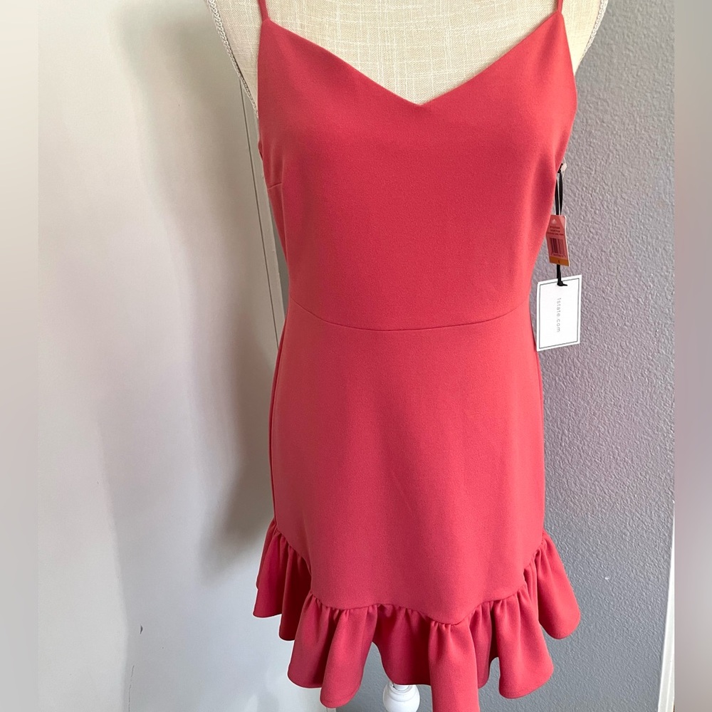Women’s Coral pink Ruffled Cocktail 1State Dress - Picture 4 of 12